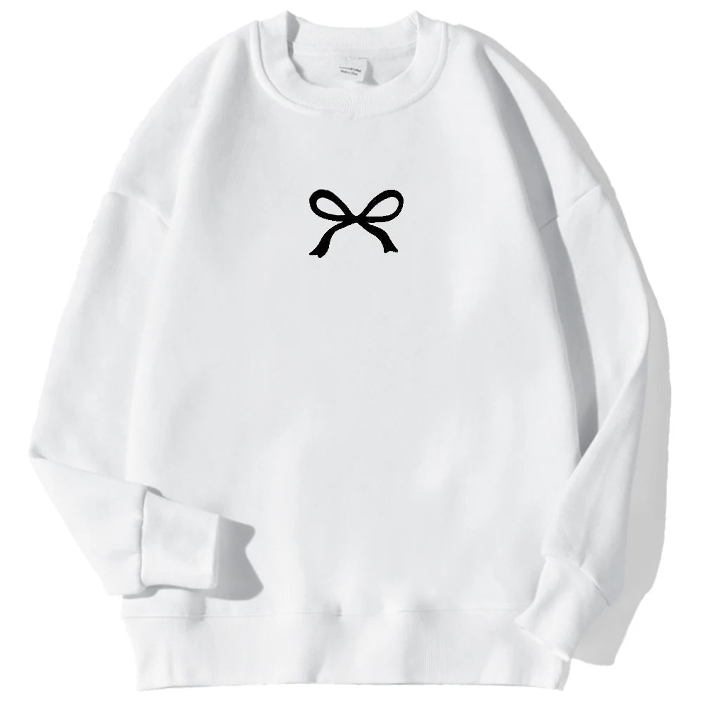 Casual Women's Sweatshirts Kawaii Bow Graphic Prints Pullover Comfortable Warm Oversize Hoodie Autumn Fleece Soft Female Clothes Zen Fit Plus