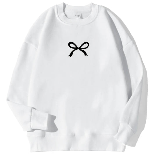 Casual Women's Sweatshirts Kawaii Bow Graphic Prints Pullover Comfortable Warm Oversize Hoodie Autumn Fleece Soft Female Clothes Zen Fit Plus