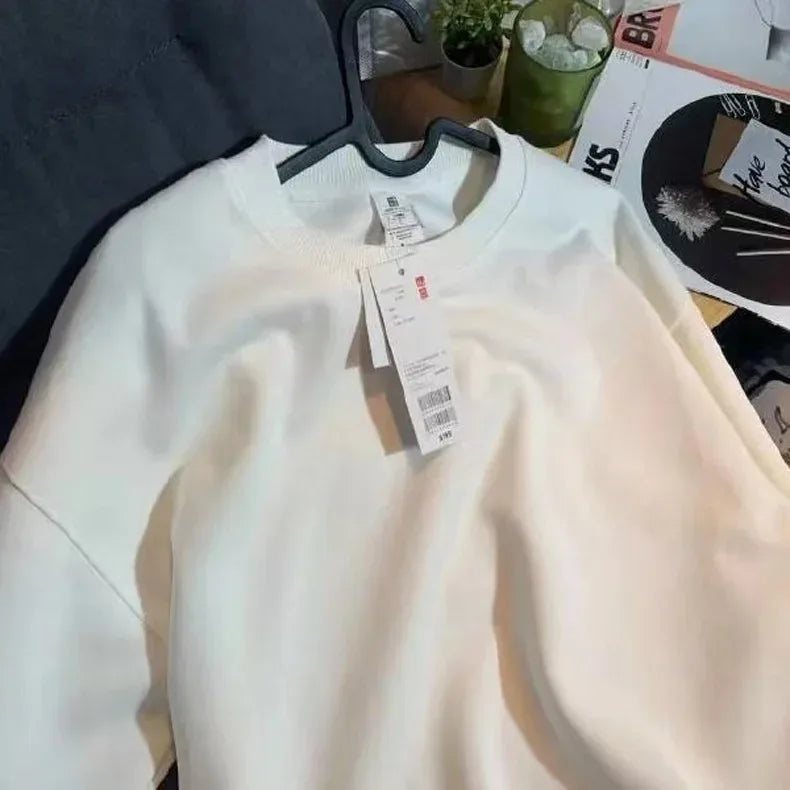 Thickened Fleece Cotton Hoodie Unisex Oversized round Neck Solid Color Couple's Sweatshirt Versatile Autumn Winter New Arrival - Zen Fit Plus