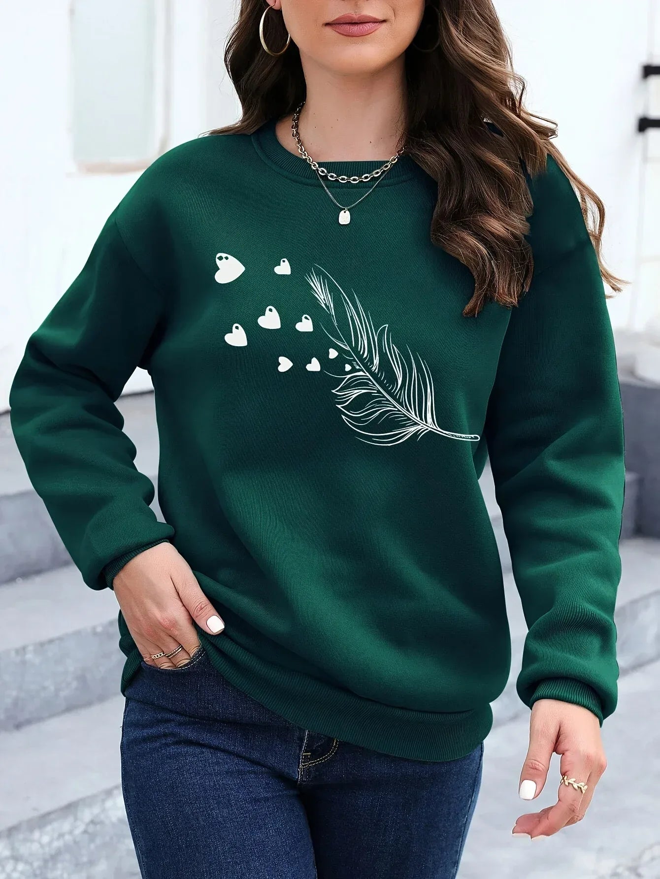 Loose Sweatshirt Casual Long Sleeve Women Autumn and winter Comfortable Pullover Crewneck Loose Female Clothes - Zen Fit Plus