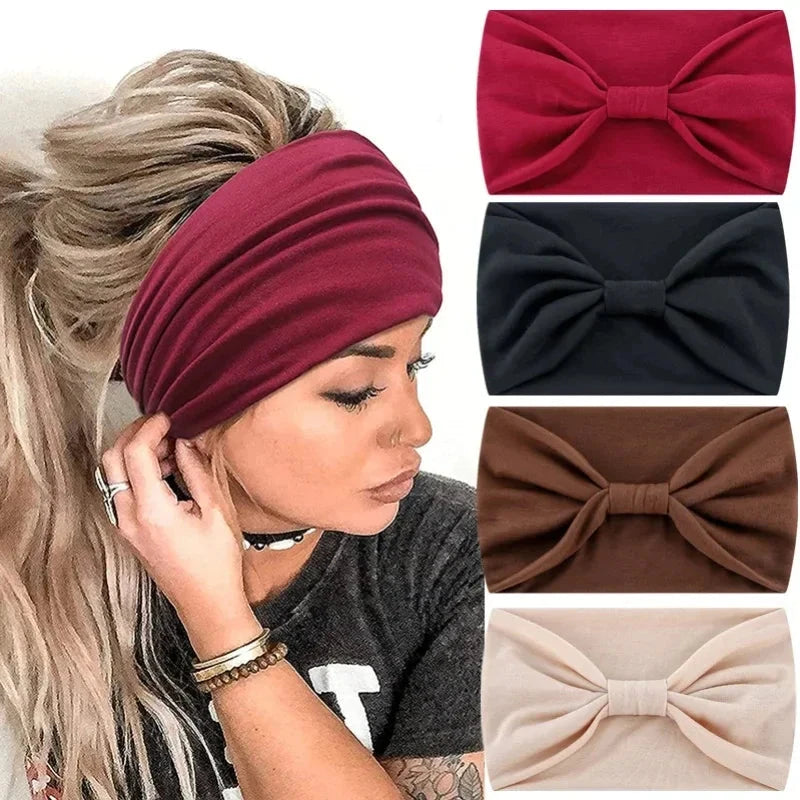 Head Band Women Hair Accessories Solid Wide Headband Bowknot Turbans Wash Face Make-up Hair Band Sports Running Yoga Headbands Zen Fit Plus