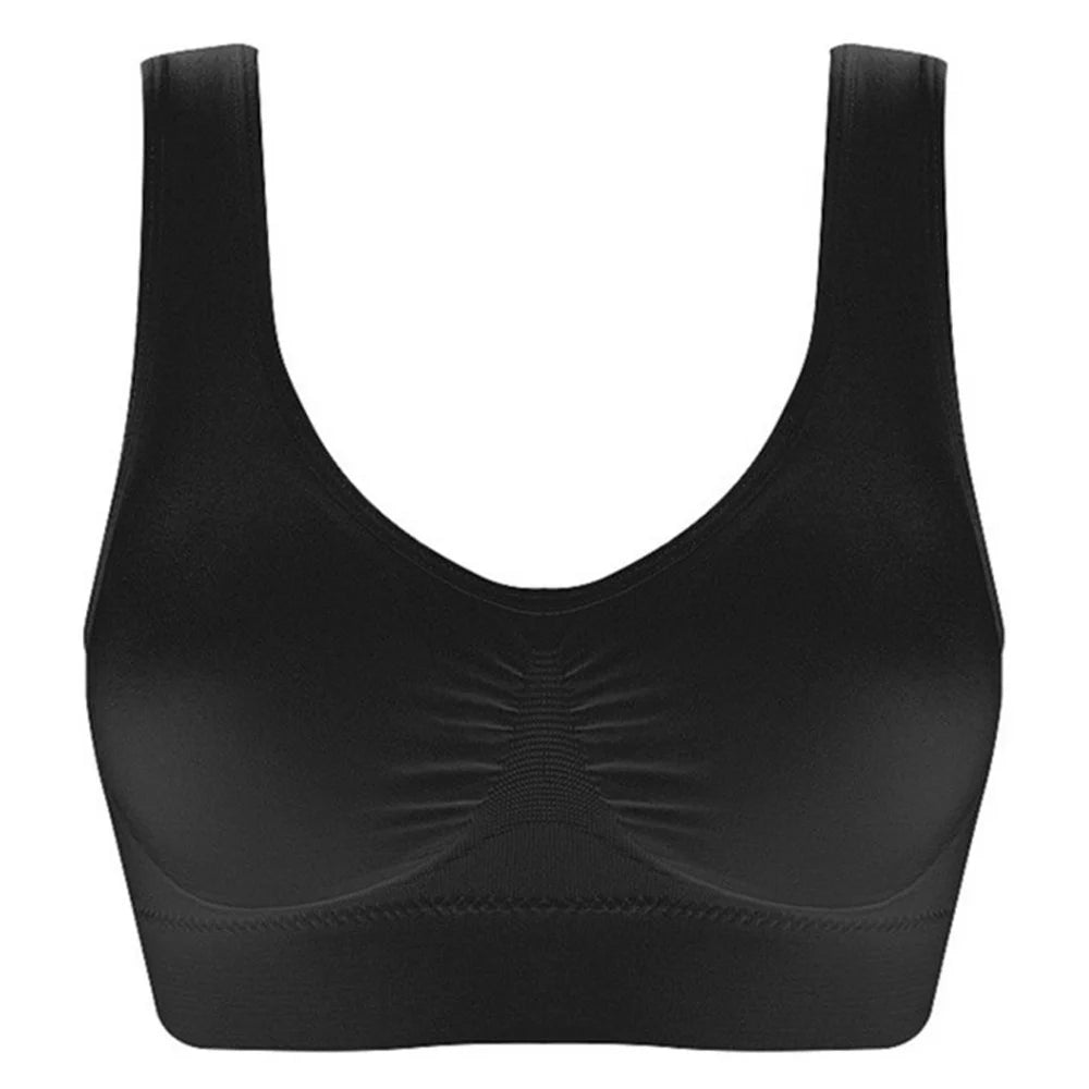 Women Seamless Bras Camisole Underwear Crop Top XXL 3XL Black Pure Color Sports Gym Running Fitness Yoga Zen Fit Plus