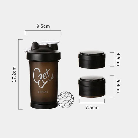 500ml Plastic Water Bottle Three Layer Protein Powder Shaker Large Capacity Stirring Cup Portable Exercise Shaker Spring Cups Zen fit plus