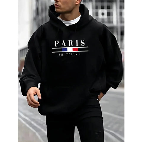 Paris Print Hoodies Men's Women's Fleece Casual Sweatshirts Harajuku Loose Long Sleeve Pullover Hip Hop Streetwear Gothic Hoodie Zen fit plus