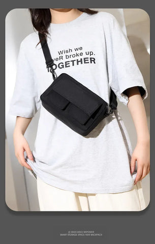 Minimalist Black Shoulder Bag Retro Male Nylon Crossbody Bags Men's Small Messenger Bag for Men Suitable for Daily Use - Zen Fit Plus