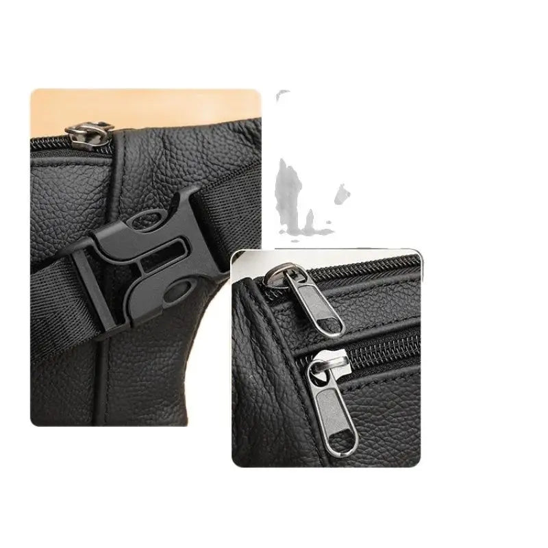 GENODERN Genuine Leather Men's Belt Bag Ultra-Thin Crossbody Bag Zen fit plus