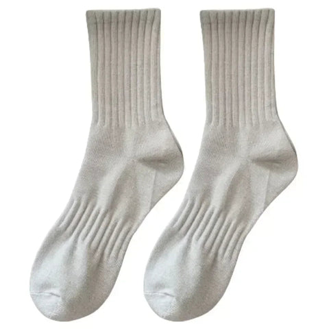 1/5 Pairs Thicken Cotton Men's Socks Solid Bottom Long Socks Black White Sport Socks Male Casual Harajuku Casual Basketball Sox Zen fit plus