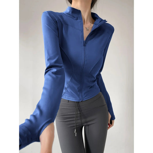2024 Sun Protection Quick Dry Sports Coat Women's Tight Tops Long Sleeve Zipper Yoga Jacket Running Fitness Women's Jacket S-3XL Zen fit plus