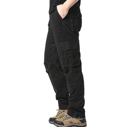 Large Pocket Loose Overalls Men's Outdoor Sports Jogging Tactical Pants Elastic Waist Pure Cotton Casual Work Pants Zen fit plus