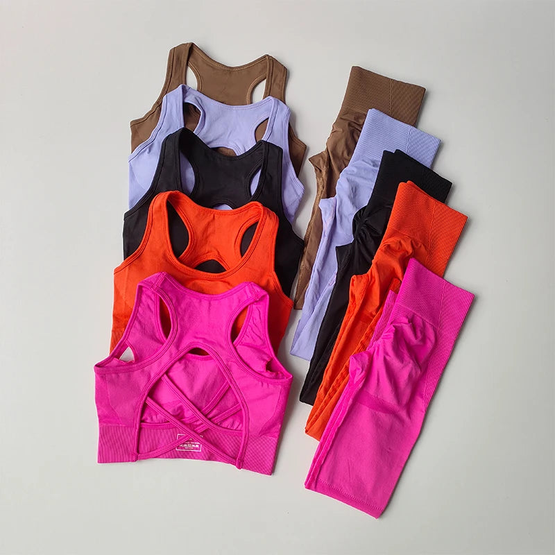2PCS Sports Bra Women's Set Professional Fitness Tank Top Bra Shockproof Running Leggings Yoga Suit Beautiful Back Bra Clothing Zen fit plus