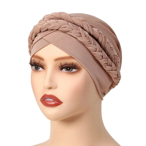 Lady Women Hat Chemo Cap Muslim Braid Head Scarf Turban Head Wrap Cover  Hair Loss Islamic Headwear Zen Fit Plus