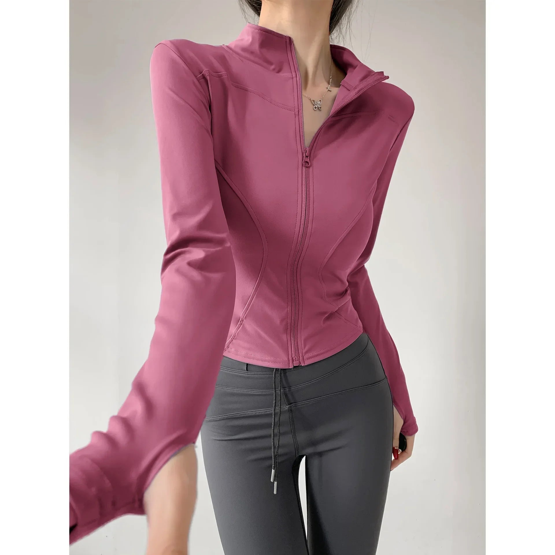 2024 Sun Protection Quick Dry Sports Coat Women's Tight Tops Long Sleeve Zipper Yoga Jacket Running Fitness Women's Jacket S-3XL Zen fit plus