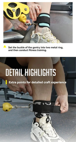 Adjustable Padded Ankle Wrist Cuffs Padded Straps D-Ring Glute Kickback for Cable Machine, Ideal for Glutes Exercises - Zen Fit Plus