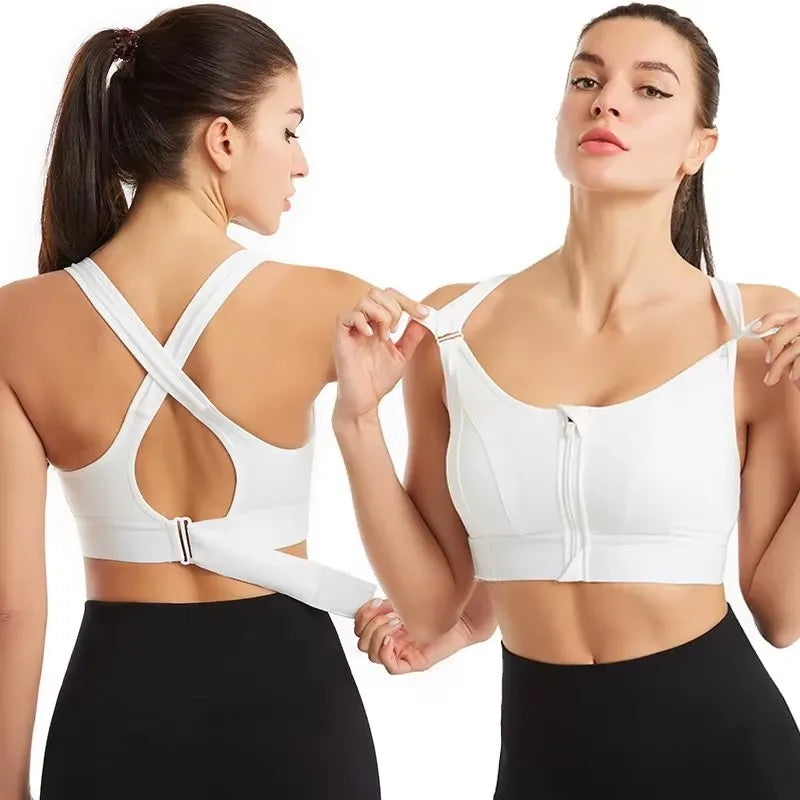 Sports Bras For Women Front Zipper Adjustable Strap Shockproof Elastic Fitness Athletic Brassiere Slim Yoga Crop Top Zen fit plus