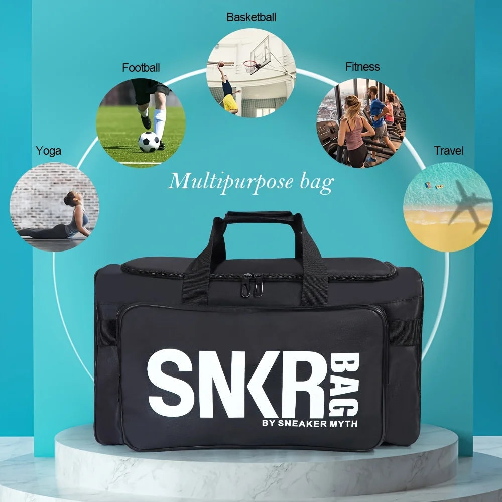 Multifunctional Sports Handbag Lightweight Large Zipper Gym Bag Letter Pattern Oxford Basketball Training Bag Zen fit plus