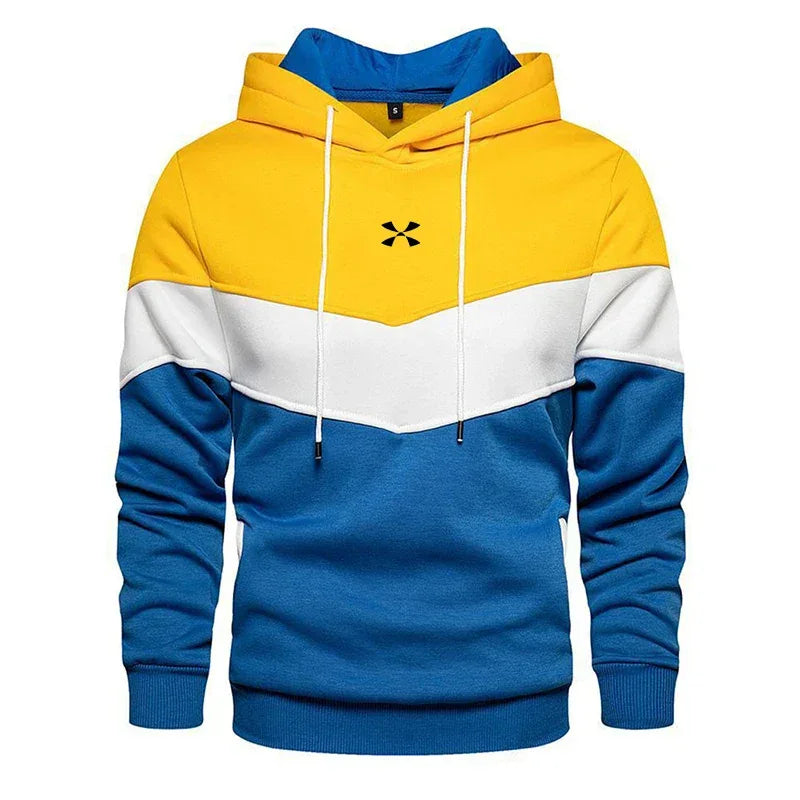 Men's Patchwork Hooded Sweatshirt Hoodies Clothing Casual Loose Fleece Warm Streetwear Male Fashion Autumn Winter Sports Outwear - Zen Fit Plus