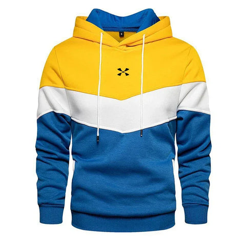 Men's Patchwork Hooded Sweatshirt Hoodies Clothing Casual Loose Fleece Warm Streetwear Male Fashion Autumn Winter Sports Outwear - Zen Fit Plus