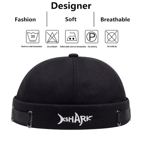 Vintage Brimless Hat Breathable Shark Beanie Hat Cotton Retro Men Adjustable Docker Cap Literary Sailor Cap Women Hip Hop Hat Zen Fit Plus