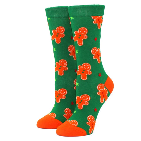 1 pair of Christmas tree, old man and reindeer fashion trend ladies Christmas medium cotton socks - Zen Fit Plus