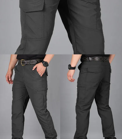 Men City Pants Cargo Trousers Multi-pocket Waterproof Wear-resistant Casual Training Overalls Fat Cargo Quick Dry Pants - Zen Fit Plus