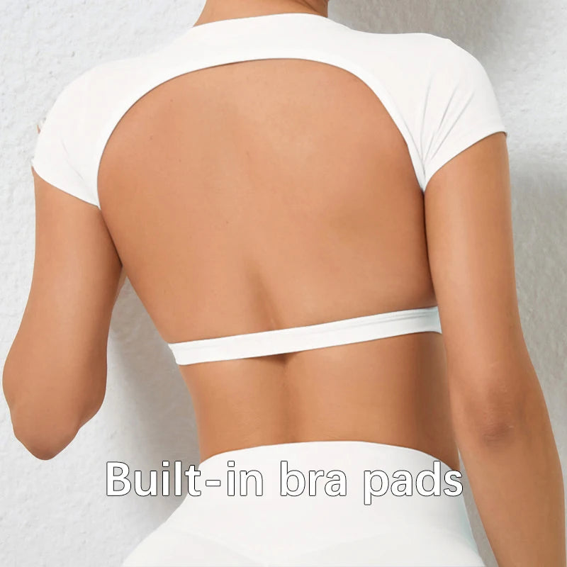 Hearuisavy Sports Shirts Breathable Workout Tops Fitness Sportswear Female Backless Yoga Clothing Sport Crop Tops Women Gym Top Zen fit plus