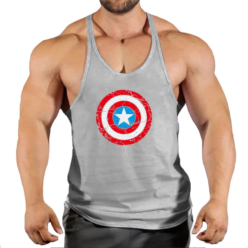 Summer fashion trend fitness vest men's fitness gym clothing fitness printing cool shirt running casual comfortable vest Zen fit plus