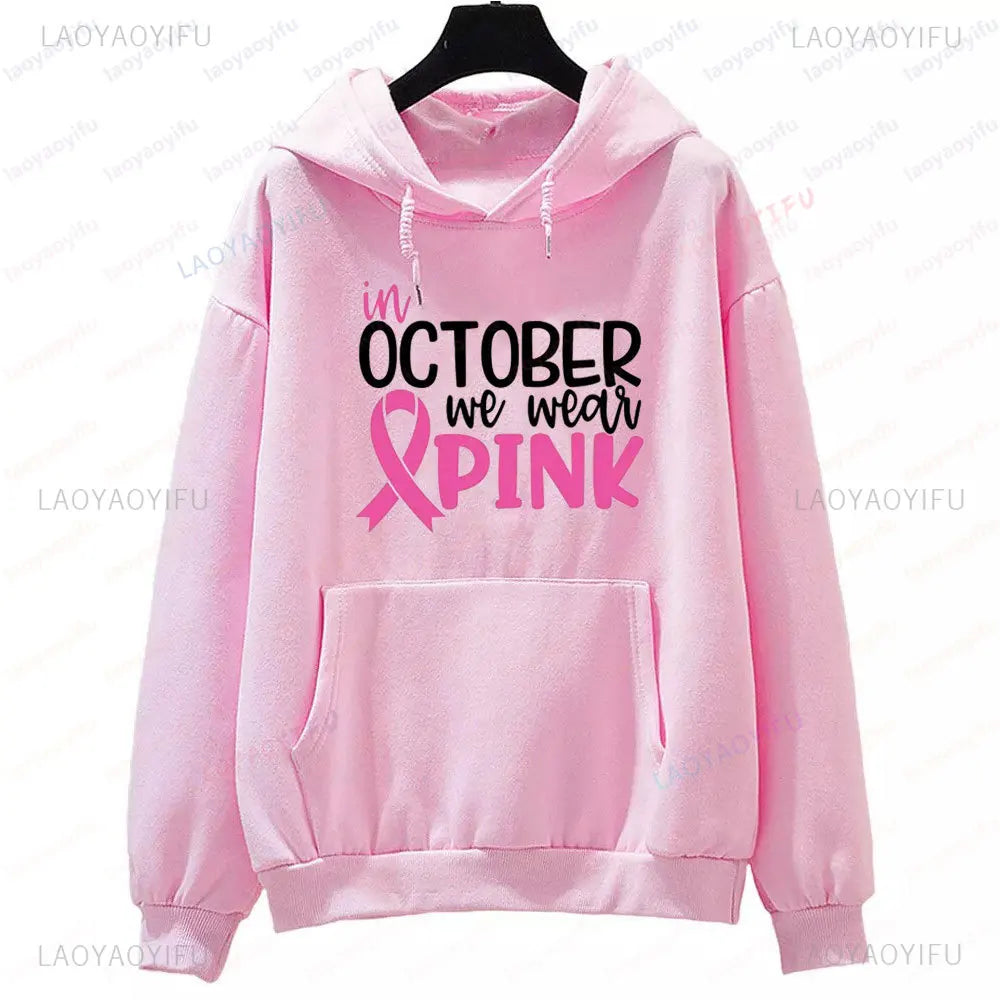 In October We Wear Pink Sweatshirt I'm A Survivor Clothing Team Cancer Motivational Long Sleeve Cancer Awareness Women Shirt Zen Fit Plus