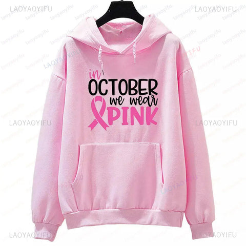 In October We Wear Pink Sweatshirt I'm A Survivor Clothing Team Cancer Motivational Long Sleeve Cancer Awareness Women Shirt Zen Fit Plus