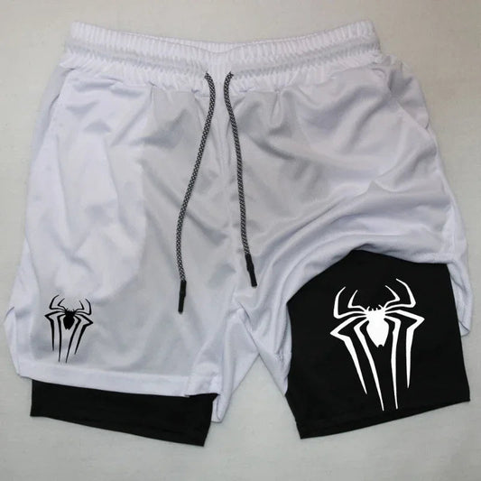 2025Men's spider print gym casual sports compression shorts run mesh 2-in-1 sports shorts  shorts for men  basketball shorts Zen fit plus