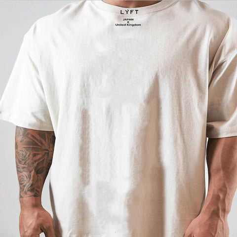 JAPAN&UK Cotton Gym Shirt Sport T Shirt Men Short Sleeve Running Shirt Men Workout Training Tees Fitness Loose large size M-XXXL Zen fit plus