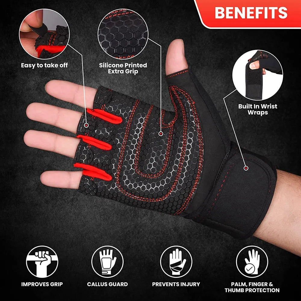 Workout Gloves for Men Women Half Finger Glove with Wrist Wrap for Sport Weight Lifting Training Bicycle Motorcyclist Gym Glove Zen Fit Plus