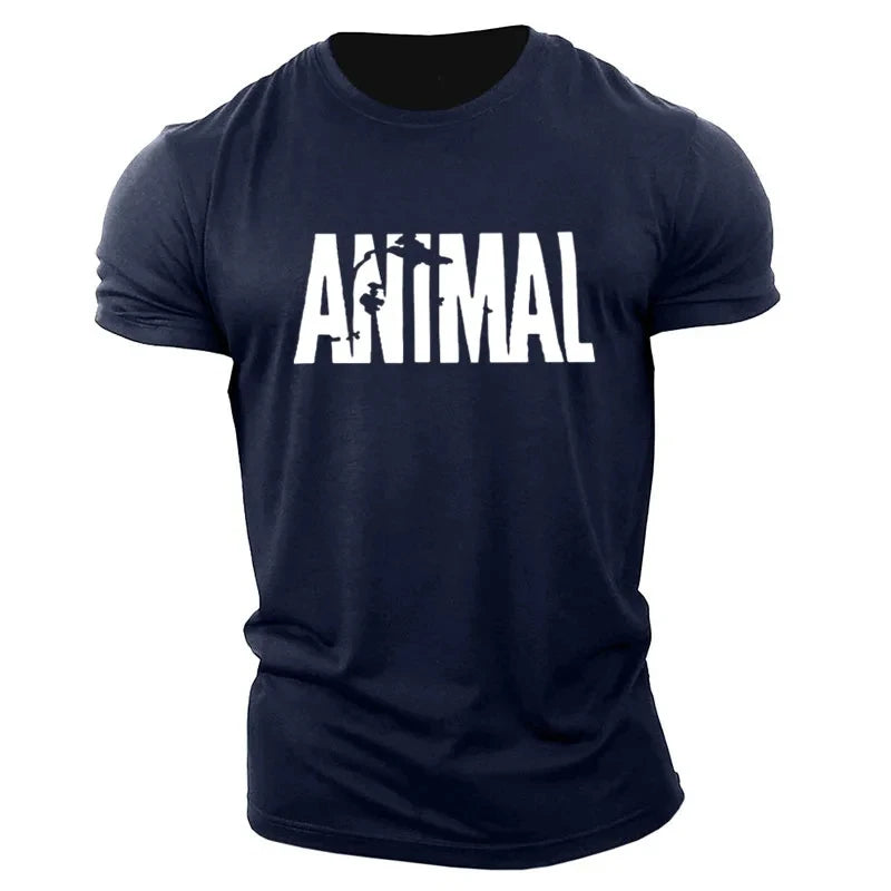 Animal Letter Minimalist Style Fashion Men's T-shirts Short Sleeve O-Neck Sportswear Oversized Gym Tops Street Men Women T Shirt Zen fit plus
