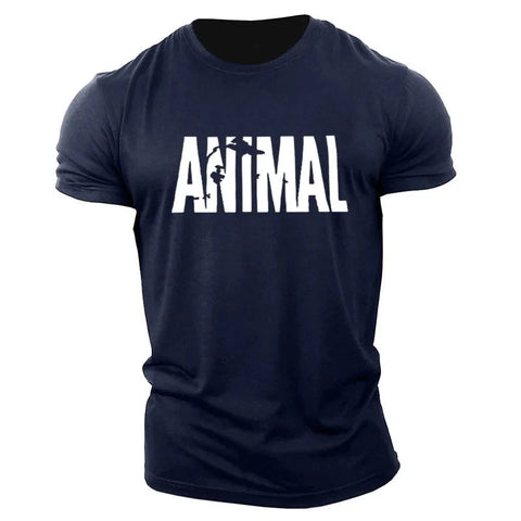 Animal Letter Minimalist Style Fashion Men's T-shirts Short Sleeve O-Neck Sportswear Oversized Gym Tops Street Men Women T Shirt Zen fit plus