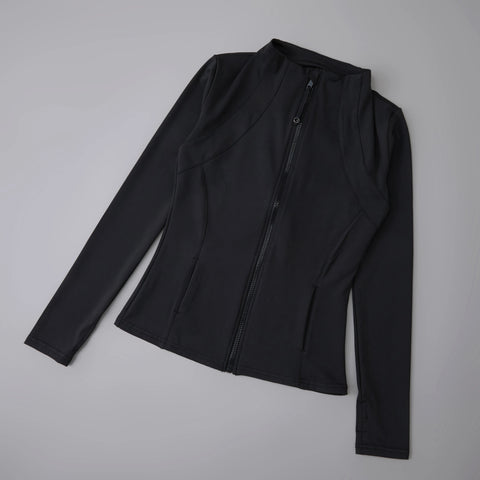 Yoga sport wear spandex full Zip Long Sleeve yoga jacket with Thumb Hole without hood Women Coat Zen fit plus
