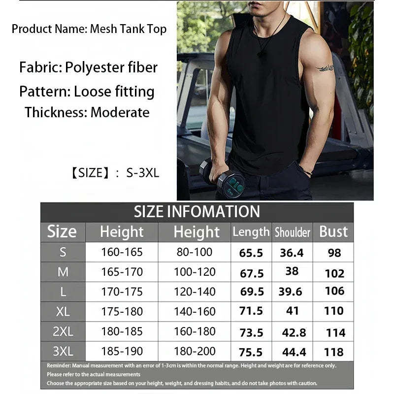 Summer Men's Gym Tank Top Fitness Training Clothing Quick-drying Loose Bodybuilding Sleeveless Shirt Men Fashion Basketball Vest - Zen Fit Plus