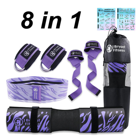 Barbell Pad Set with Carry Bag Weightlifting Wrist Wrap and Gym Ankle Straps for Lunges Hip Thrusts Powerlifting Deadlift Zen fit plus