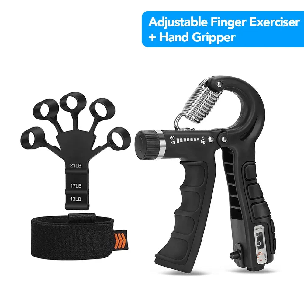 5-60Kg Adjustable Grip Strength Trainer with Finger Exerciser Hand Grip Strengthener for Muscle Building and Injury Recover - Zen Fit Plus