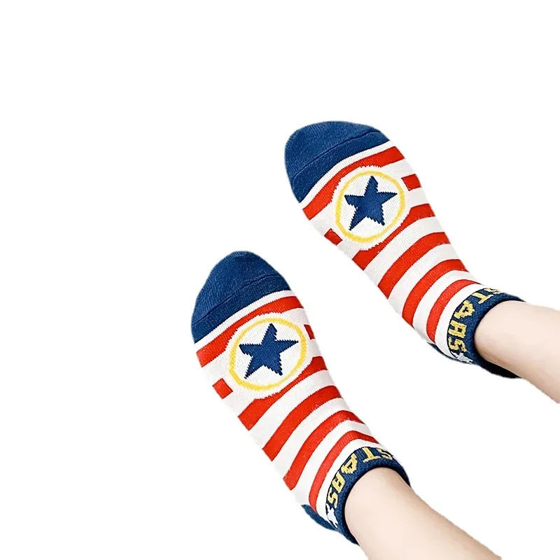 5 Pairs Spiderman Children Socks Anime Kids Boys Short Sock Kawaii Child Cartoon Baby Summer Spring Boat Socks Kids Gift 1-12Y - Zen Fit Plus