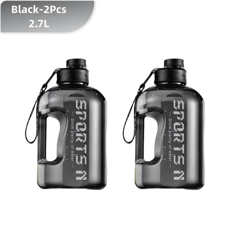 1.7/2.7L Large Capacity Sports Water Bottle Plastic Drinking Bottles with Time Scale Outdoor Camping Hiking Gym Men Water Kettle - Zen Fit Plus