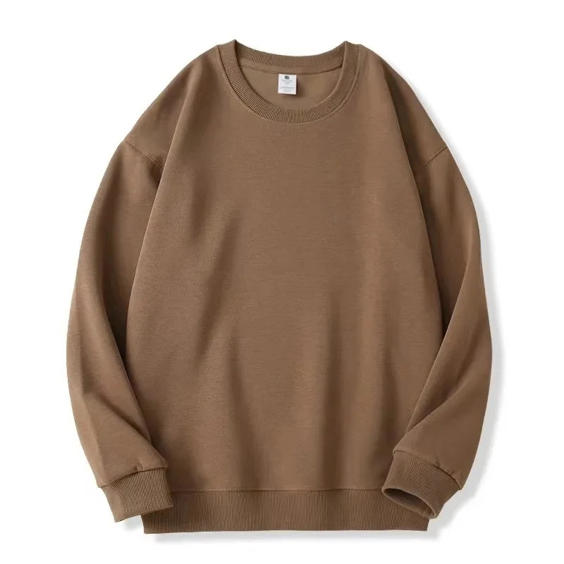 Thickened Fleece Cotton Hoodie Unisex Oversized round Neck Solid Color Couple's Sweatshirt Versatile Autumn Winter New Arrival Zen Fit Plus