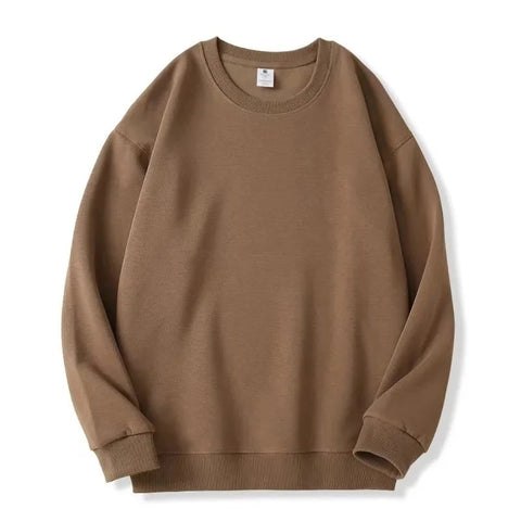 Thickened Fleece Cotton Hoodie Unisex Oversized round Neck Solid Color Couple's Sweatshirt Versatile Autumn Winter New Arrival Zen Fit Plus