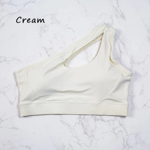 QINACTIVE Women'  sexy One Shoulder Sports Bras Yoga Top Vest Quick-drying Yoga Gym Running Fitness Underwear Zen Fit Plus