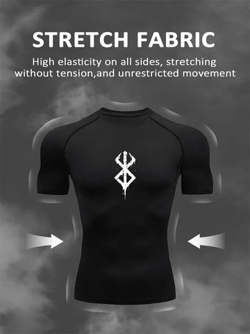 Men's Print Compression Shirts Summer Short Sleeve Rash Guard Gym Workout T-shirt Athletic Quick Dry Baselayer Undershirts Tops - Zen Fit Plus