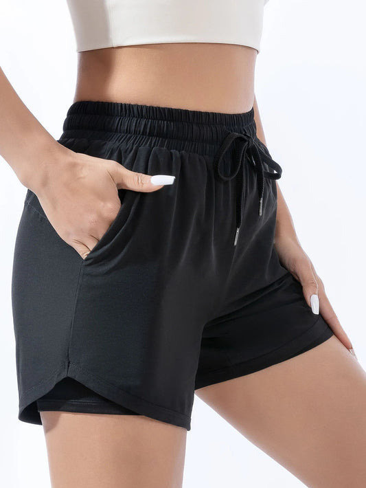 Sports shorts women wear fast-drying anti-light double-decker summer leisure fitness running training yoga pants holiday two Zen fit plus