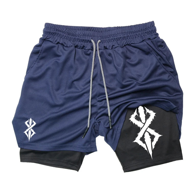 Summer Shorts for Men 2 in 1 Athletic Gym Workout Running Performance Shorts Print with Phone Pocket Quick Dry Breathable Zen fit plus