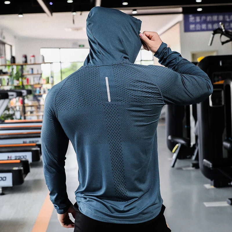 Mens Fitness Tracksuit Running Sport Hoodie Gym Joggers Hooded Outdoor Workout Shirts Tops Clothing Muscle Training Sweatshirt Zen fit plus