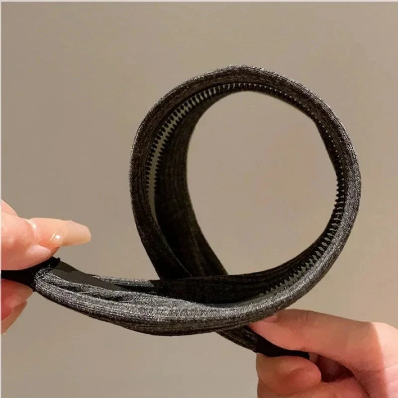 New Soft Wide Knitting Cotton Hairbands for Women Girls Korean Neutral Solid Turban with Teeth Head Band Headwear Accessories Zen Fit Plus