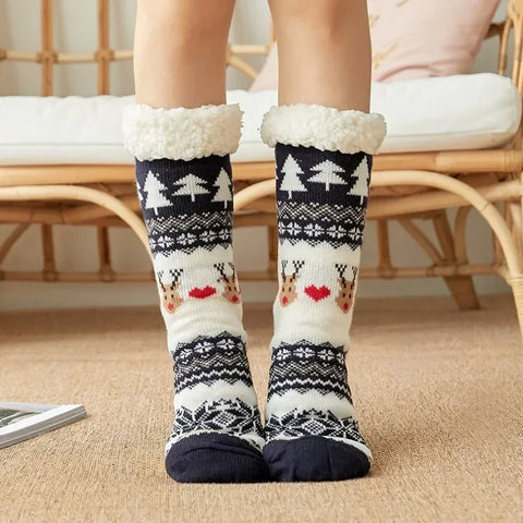 Winter Warm Socks Women penguin Plush Soft Female Non Grip Floor Slippers Short Sock Fuzzy Fluffy Deer Elk Bear Christmas Gift - Zen Fit Plus