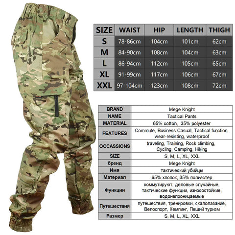 Mege Tactical Joggers Outdoor Ripstop Cargo Pants Working Clothing Hiking Trousers Men's Streetwear Zen fit plus