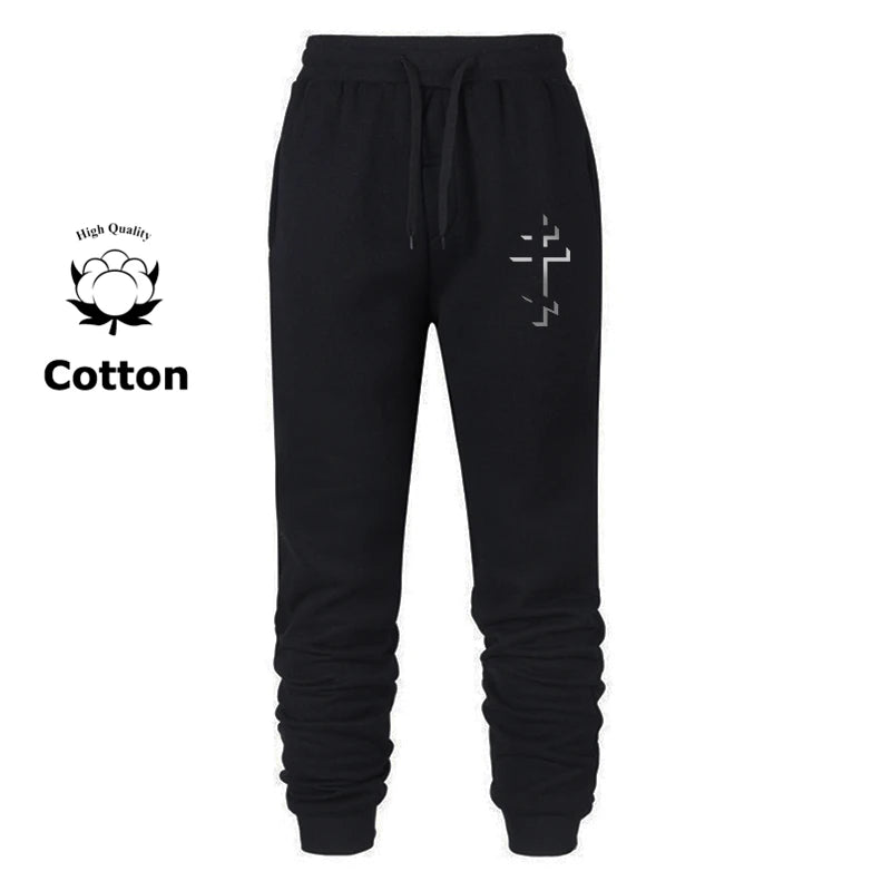 Cross Print Sweatpants for Men Christian Athletic Running Joggers Trackpants Autumn Winter Warm Cozy Fleece Lined Pants Trousers Zen fit plus